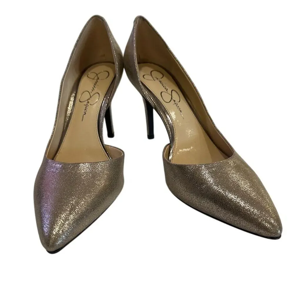 Jessica Simpson Women's bronze Gold Pointed Toe Stiletto Heels Size 8‎ pump